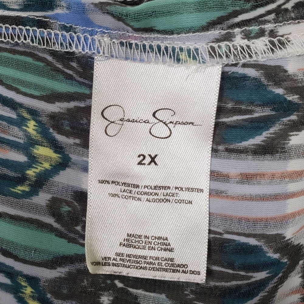 Jessica Simpson Size 2x Blouse Semi Sheer Chiffon Pullover Boho Hippy Shirt Top - Picture 8 of 8
